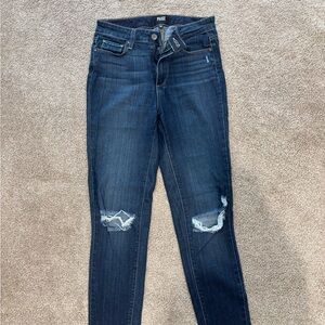 Paige distressed knee skinny jeans. Size 26. Super soft and stretchy.